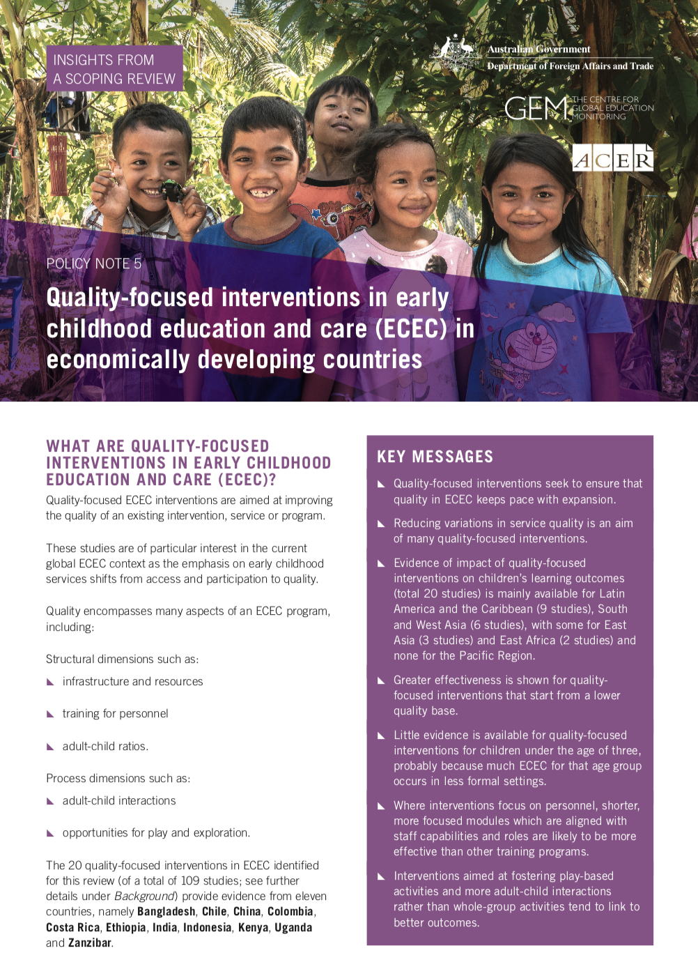 Quality-focused interventions in early childhood education and care ...